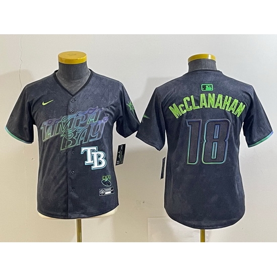 Youth Tampa Bay Rays 18 Shane McClanahan Charcoal 2024 City Connect Limited jerseys Youth Tampa Bay Rays 18 Shane McClanahan Charcoal 2024 City Connect Limited jerseys