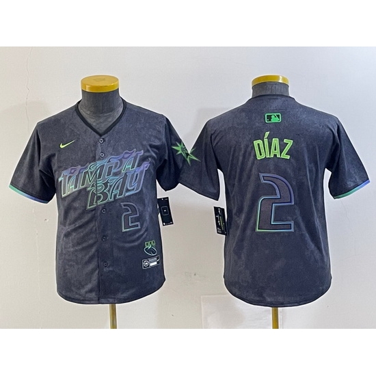 Youth Tampa Bay Rays 2 Yandy Diaz Charcoal 2024 City Connect Limited Stitched Baseball Jersey 5 Youth Tampa Bay Rays 2 Yandy Diaz Charcoal 2024 City Connect Limited Stitched Baseball Jersey 5