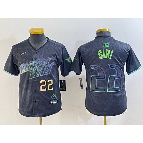 Youth Tampa Bay Rays 22 Jose Siri Charcoal 2024 City Connect Limited Stitched Baseball Jersey 4 Youth Tampa Bay Rays 22 Jose Siri Charcoal 2024 City Connect Limited Stitched Baseball Jersey 4