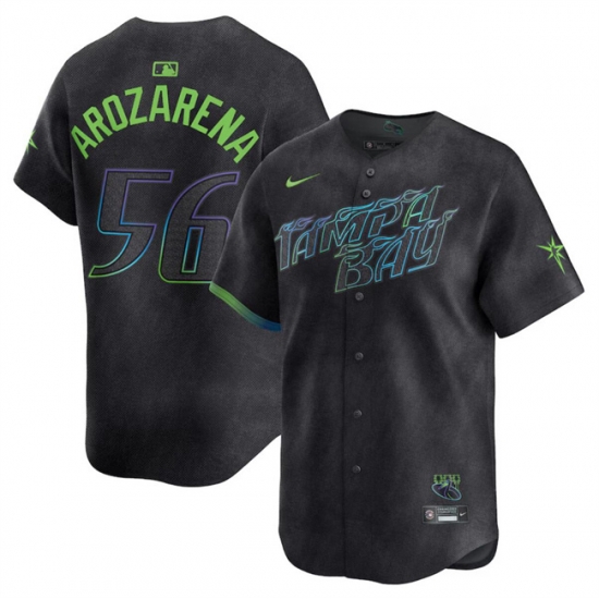 Youth Tampa Bay Rays 56 Randy Arozarena Charcoal 2024 City Connect Limited Stitched Baseball Jersey Youth Tampa Bay Rays 56 Randy Arozarena Charcoal 2024 City Connect Limited Stitched Baseball Jersey