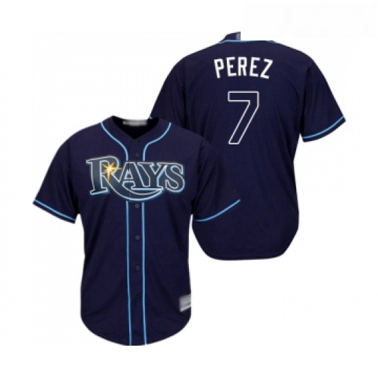 Youth Tampa Bay Rays 7 Michael Perez Replica Navy Blue Alternate Cool Base Baseball Jersey Youth Tampa Bay Rays 7 Michael Perez Replica Navy Blue Alternate Cool Base Baseball Jersey