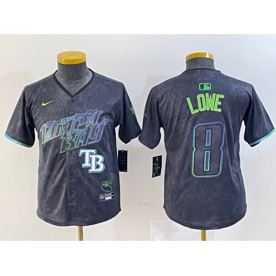 Youth Tampa Bay Rays 8 Brandon Lowe Charcoal 2024 City Connect Limited Stitched Baseball Jerseys 2 Youth Tampa Bay Rays 8 Brandon Lowe Charcoal 2024 City Connect Limited Stitched Baseball Jerseys 2