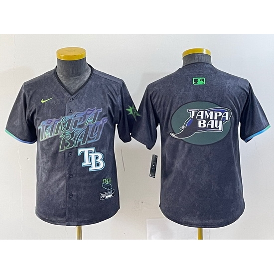 Youth Tampa Bay Rays Team Big Logo Charcoal 2024 City Connect Limited Stitched Baseball JerseyS 2 Youth Tampa Bay Rays Team Big Logo Charcoal 2024 City Connect Limited Stitched Baseball JerseyS 2