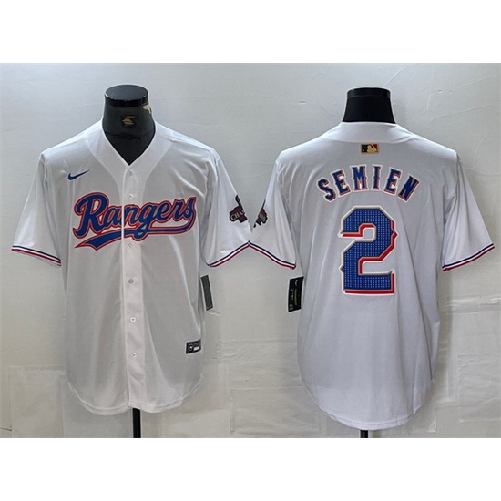 Men Texas Rangers 2 Marcus Semien White Gold Cool Base Stitched Baseball Jersey Men Texas Rangers 2 Marcus Semien White Gold Cool Base Stitched Baseball Jersey