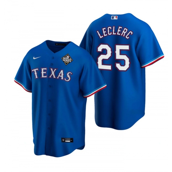 Men Texas Rangers 25 Jos E9 Leclerc Royal 2023 World Series Stitched Baseball Jersey Men Texas Rangers 25 Jos E9 Leclerc Royal 2023 World Series Stitched Baseball Jersey