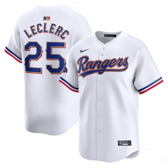 Men Texas Rangers 25 Jose Leclerc White 2024 Gold Collection Cool Base Stitched Baseball Jersey Men Texas Rangers 25 Jose Leclerc White 2024 Gold Collection Cool Base Stitched Baseball Jersey