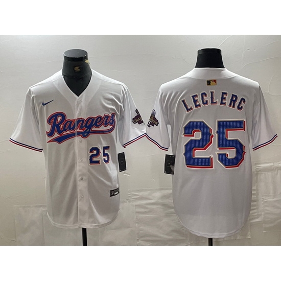 Men Texas Rangers 25 Jose Leclerc White Gold Cool Base Stitched Baseball Jersey 1 Men Texas Rangers 25 Jose Leclerc White Gold Cool Base Stitched Baseball Jersey 1