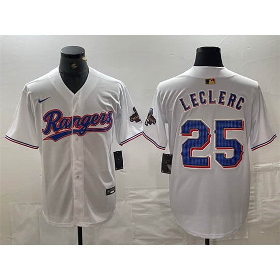 Men Texas Rangers 25 Jose Leclerc White Gold Cool Base Stitched Baseball Jersey Men Texas Rangers 25 Jose Leclerc White Gold Cool Base Stitched Baseball Jersey