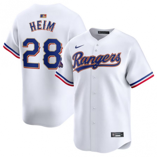 Men Texas Rangers 28 Jonah Heim White 2024 Gold Collection Cool Base Stitched Baseball Jersey Men Texas Rangers 28 Jonah Heim White 2024 Gold Collection Cool Base Stitched Baseball Jersey