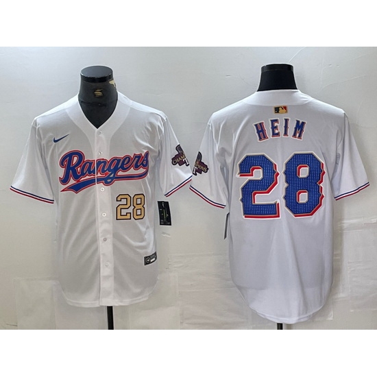 Men Texas Rangers 28 Jonah Heim White Gold Cool Base Stitched Baseball Jersey 4 Men Texas Rangers 28 Jonah Heim White Gold Cool Base Stitched Baseball Jersey 4