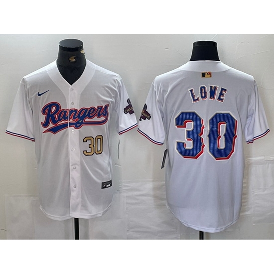 Men Texas Rangers 30 Nathaniel Lowe White Gold Cool Base Stitched Baseball Jersey 8 Men Texas Rangers 30 Nathaniel Lowe White Gold Cool Base Stitched Baseball Jersey 8