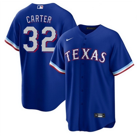 Men Texas Rangers 32 Evan Carter Royal Cool Base Stitched Baseball Jersey Men Texas Rangers 32 Evan Carter Royal Cool Base Stitched Baseball Jersey