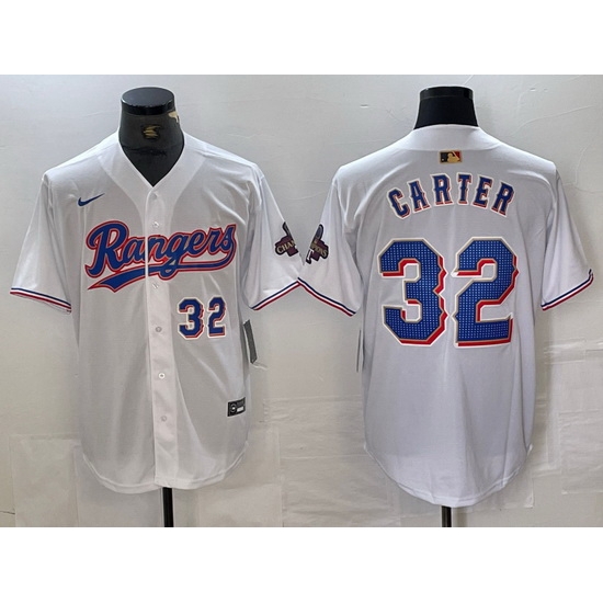 Men Texas Rangers 32 Evan Carter White Gold Cool Base Stitched Baseball Jersey 4 Men Texas Rangers 32 Evan Carter White Gold Cool Base Stitched Baseball Jersey 4