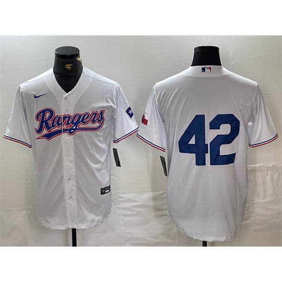 Men Texas Rangers 42 Jackie Robinson White Cool Base Stitched Baseball Jersey Men Texas Rangers 42 Jackie Robinson White Cool Base Stitched Baseball Jersey
