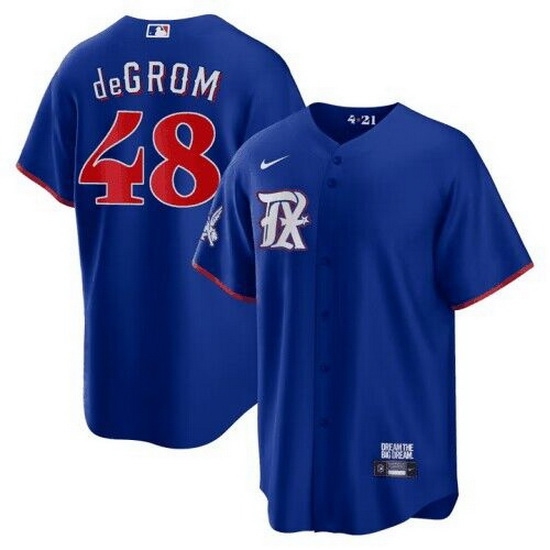 Men Texas Rangers 48 Jacob DeGrom Royal 2023 City Connect Stitched Baseball Jersey Men Texas Rangers 48 Jacob DeGrom Royal 2023 City Connect Stitched Baseball Jersey