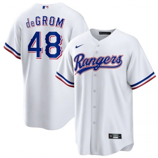 Men Texas Rangers 48 Jacob DeGrom White Cool Base Stitched Baseball Jersey Men Texas Rangers 48 Jacob DeGrom White Cool Base Stitched Baseball Jersey