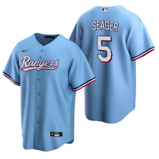 Men Texas Rangers 5 Corey Seager Light Blue Cool Base Stitched Baseball Jersey Men Texas Rangers 5 Corey Seager Light Blue Cool Base Stitched Baseball Jersey