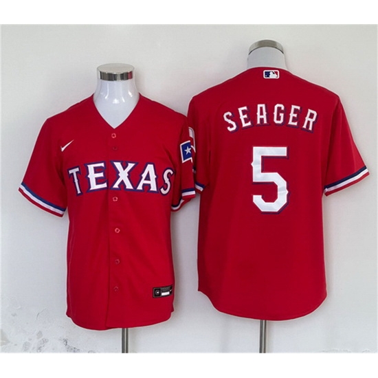 Men Texas Rangers 5 Corey Seager Red With Patch Cool Base Stitched MLB Jersey Men Texas Rangers 5 Corey Seager Red With Patch Cool Base Stitched MLB Jersey
