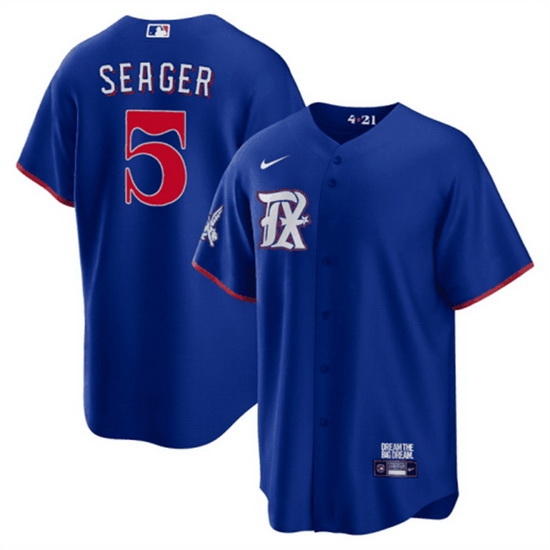 Men Texas Rangers 5 Corey Seager Royal 2023 City Connect Stitched Baseball Jersey Men Texas Rangers 5 Corey Seager Royal 2023 City Connect Stitched Baseball Jersey