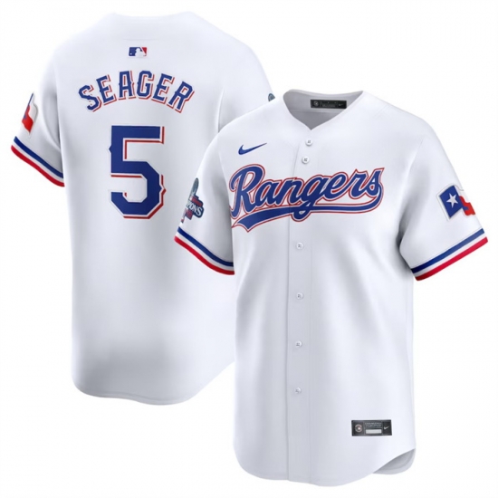 Men Texas Rangers 5 Corey Seager White 2023 World Series Champions Stitched Baseball Jersey Men Texas Rangers 5 Corey Seager White 2023 World Series Champions Stitched Baseball Jersey
