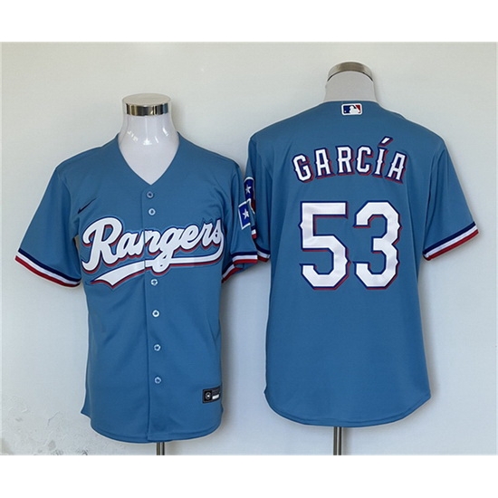 Men Texas Rangers 53 Adolis Garcia Blue With Patch Cool Base Stitched MLB Jersey Men Texas Rangers 53 Adolis Garcia Blue With Patch Cool Base Stitched MLB Jersey