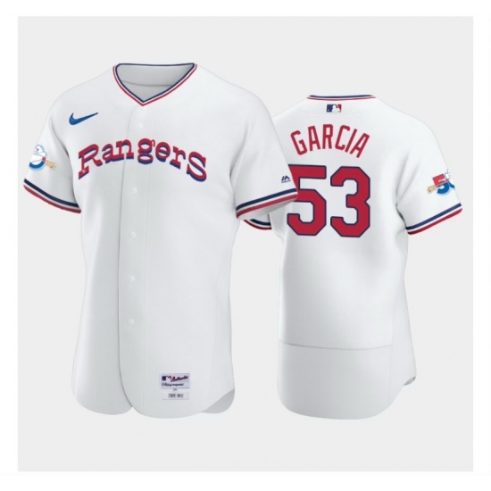 Men Texas Rangers 53 Adolis Garcia White Flexbase Stitched Baseball Jersey Men Texas Rangers 53 Adolis Garcia White Flexbase Stitched Baseball Jersey