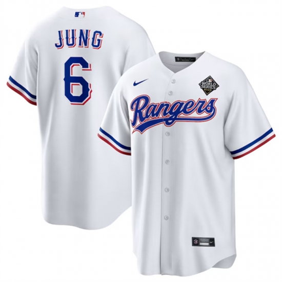 Men Texas Rangers 6 Josh Jung 2023 White World Series Stitched Baseball Jersey Men Texas Rangers 6 Josh Jung 2023 White World Series Stitched Baseball Jersey