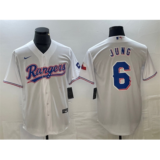 Men Texas Rangers 6 Josh Jung White With Patch Cool Base Stitched Baseball Jersey Men Texas Rangers 6 Josh Jung White With Patch Cool Base Stitched Baseball Jersey