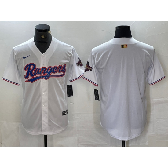 Men Texas Rangers Blank White 2024 Gold Collection Cool Base Stitched Baseball Jersey Men Texas Rangers Blank White 2024 Gold Collection Cool Base Stitched Baseball Jersey