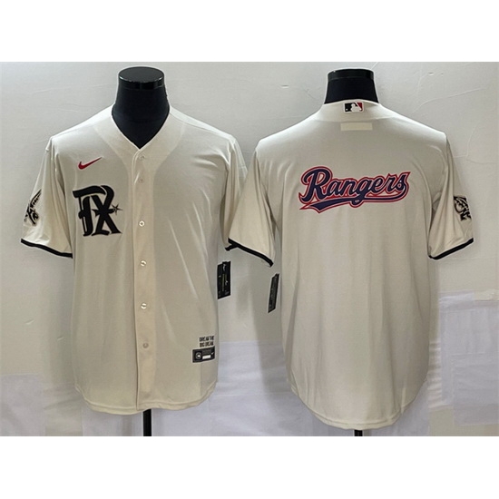 Men Texas Rangers Cream Team Big Logo 2023 City Connect Cool Base Stitched Baseball Jersey Men Texas Rangers Cream Team Big Logo 2023 City Connect Cool Base Stitched Baseball Jersey