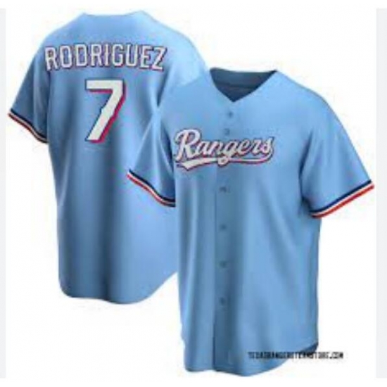 Men Texas Rangers Ivan Rodriguez #7 Light Blue Cool Base Stitched Baseball jersey Men Texas Rangers Ivan Rodriguez #7 Light Blue Cool Base Stitched Baseball jersey