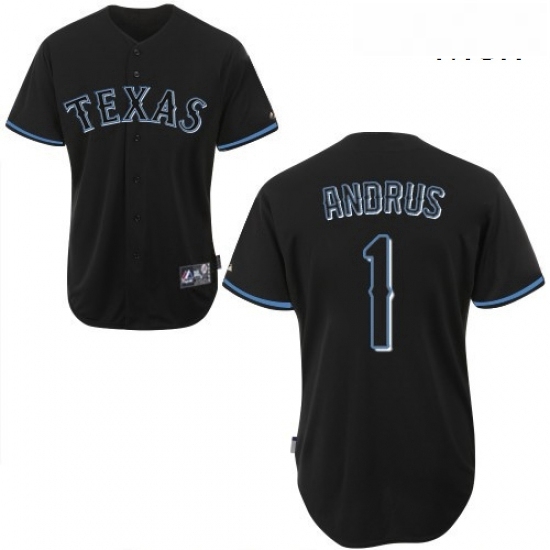 Mens Majestic Texas Rangers 1 Elvis Andrus Replica Black Fashion MLB Jersey Mens Majestic Texas Rangers 1 Elvis Andrus Replica Black Fashion MLB Jersey