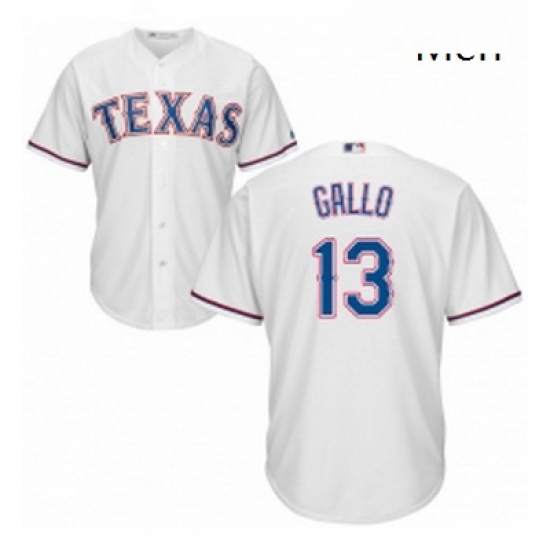 Mens Majestic Texas Rangers 13 Joey Gallo Replica White Home Cool Base MLB Jersey Mens Majestic Texas Rangers 13 Joey Gallo Replica White Home Cool Base MLB Jersey