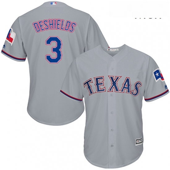 Mens Majestic Texas Rangers 3 Delino DeShields Replica Grey Road Cool Base MLB Jersey Mens Majestic Texas Rangers 3 Delino DeShields Replica Grey Road Cool Base MLB Jersey