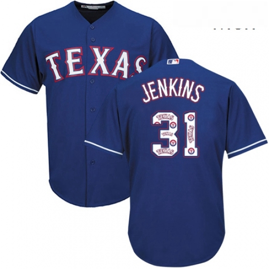 Mens Majestic Texas Rangers 31 Ferguson Jenkins Authentic Royal Blue Team Logo Fashion Cool Base MLB Jersey Mens Majestic Texas Rangers 31 Ferguson Jenkins Authentic Royal Blue Team Logo Fashion Cool Base MLB Jersey