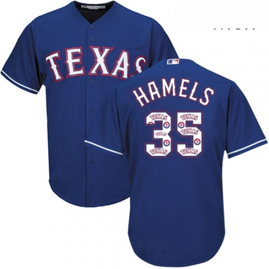 Mens Majestic Texas Rangers 35 Cole Hamels Authentic Royal Blue Team Logo Fashion Cool Base MLB Jersey Mens Majestic Texas Rangers 35 Cole Hamels Authentic Royal Blue Team Logo Fashion Cool Base MLB Jersey