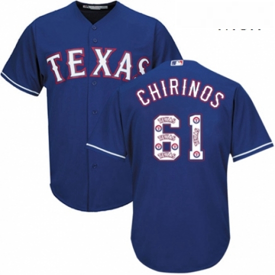 Mens Majestic Texas Rangers 61 Robinson Chirinos Authentic Royal Blue Team Logo Fashion Cool Base MLB Jersey Mens Majestic Texas Rangers 61 Robinson Chirinos Authentic Royal Blue Team Logo Fashion Cool Base MLB Jersey