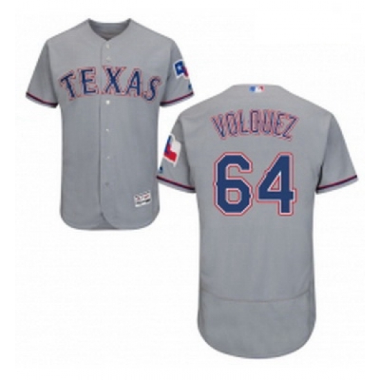 Mens Majestic Texas Rangers 64 Edinson Volquez Grey Road Flex Base Authentic Collection MLB Jersey Mens Majestic Texas Rangers 64 Edinson Volquez Grey Road Flex Base Authentic Collection MLB Jersey