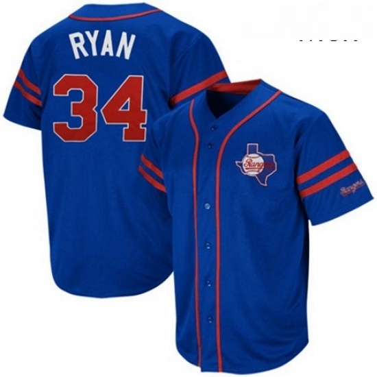 Mens Mitchell and Ness Texas Rangers 34 Nolan Ryan Authentic Blue Throwback MLB Jersey Mens Mitchell and Ness Texas Rangers 34 Nolan Ryan Authentic Blue Throwback MLB Jersey
