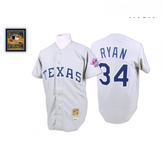 Mens Mitchell and Ness Texas Rangers 34 Nolan Ryan Authentic Grey Throwback MLB Jersey Mens Mitchell and Ness Texas Rangers 34 Nolan Ryan Authentic Grey Throwback MLB Jersey