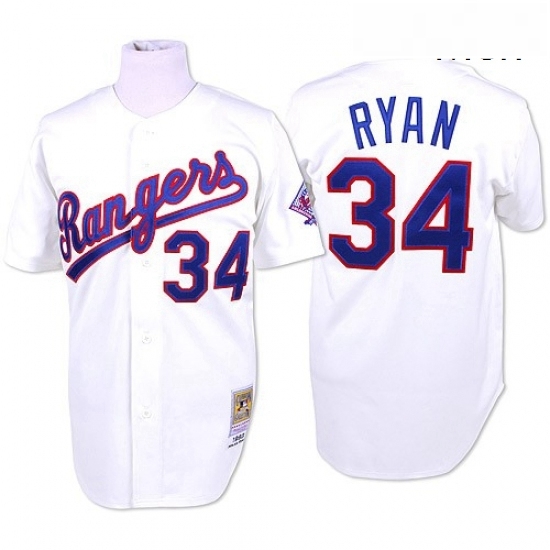 Mens Mitchell and Ness Texas Rangers 34 Nolan Ryan Authentic White Throwback MLB Jersey Mens Mitchell and Ness Texas Rangers 34 Nolan Ryan Authentic White Throwback MLB Jersey