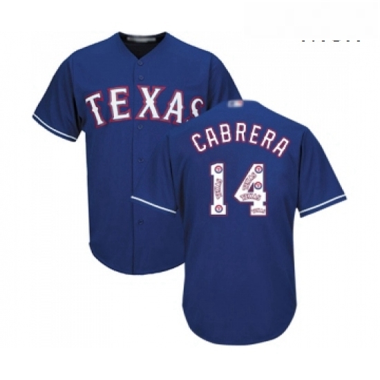 Mens Texas Rangers 14 Asdrubal Cabrera Authentic Royal Blue Team Logo Fashion Cool Base Baseball Jersey 