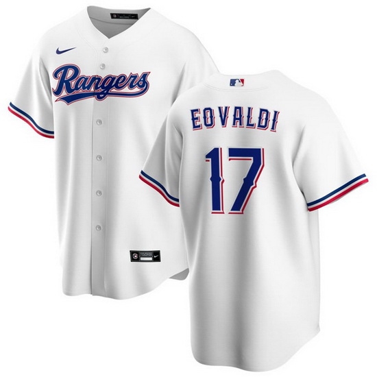 Men's Texas Rangers #17 Nathan Eovaldi White Cool Base Stitched Baseball Jersey Men's Texas Rangers #17 Nathan Eovaldi White Cool Base Stitched Baseball Jersey