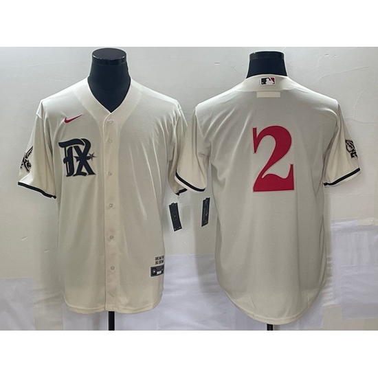 Men's Texas Rangers #2 Marcus Semien Cream 2023 City Connect Stitched Baseball Jersey Men's Texas Rangers #2 Marcus Semien Cream 2023 City Connect Stitched Baseball Jersey
