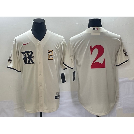 Men's Texas Rangers #2 Marcus Semien Number Cream 2023 City Connect Stitched Baseball Jersey Men's Texas Rangers #2 Marcus Semien Number Cream 2023 City Connect Stitched Baseball Jersey
