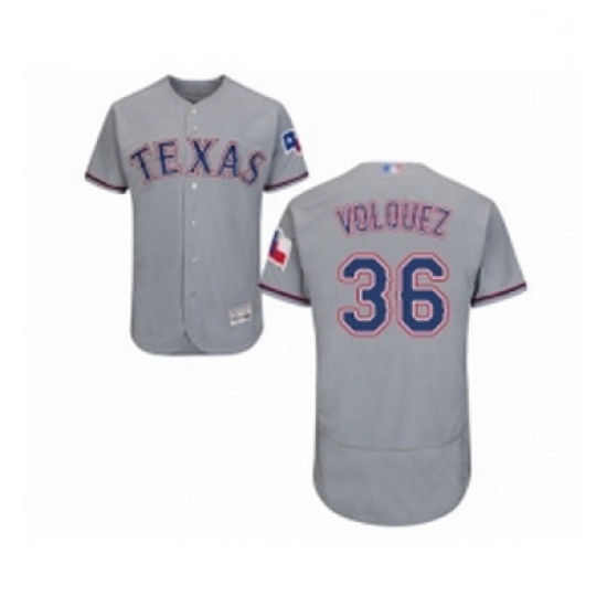 Mens Texas Rangers 36 Edinson Volquez Grey Road Flex Base Authentic Collection Baseball Jersey Mens Texas Rangers 36 Edinson Volquez Grey Road Flex Base Authentic Collection Baseball Jersey