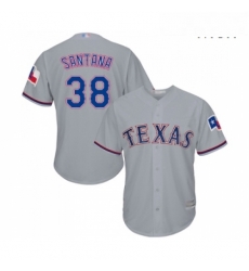 Mens Texas Rangers 38 Danny Santana Replica Grey Road Cool Base Baseball Jersey 