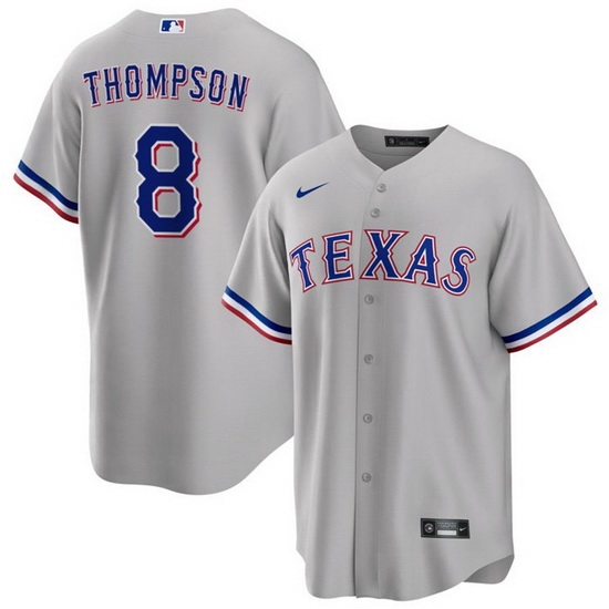 Men's Texas Rangers #8 Bubba Thompson Gray Cool Base Stitched Baseball Jersey Men's Texas Rangers #8 Bubba Thompson Gray Cool Base Stitched Baseball Jersey
