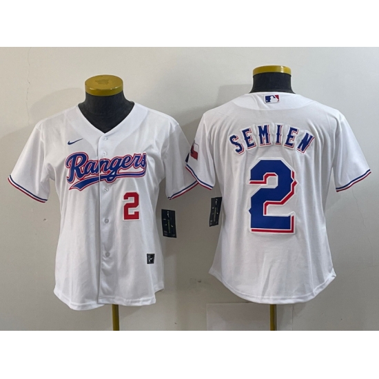 Women Texas Rangers 2 Marcus Semien White Gold Cool Base Stitched Baseball Jersey 3 Women Texas Rangers 2 Marcus Semien White Gold Cool Base Stitched Baseball Jersey 3