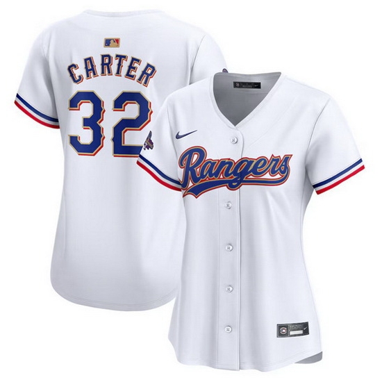 Women Texas Rangers 32 Evan Carter White 2024 Gold Collection Stitched Baseball Jersey Women Texas Rangers 32 Evan Carter White 2024 Gold Collection Stitched Baseball Jersey